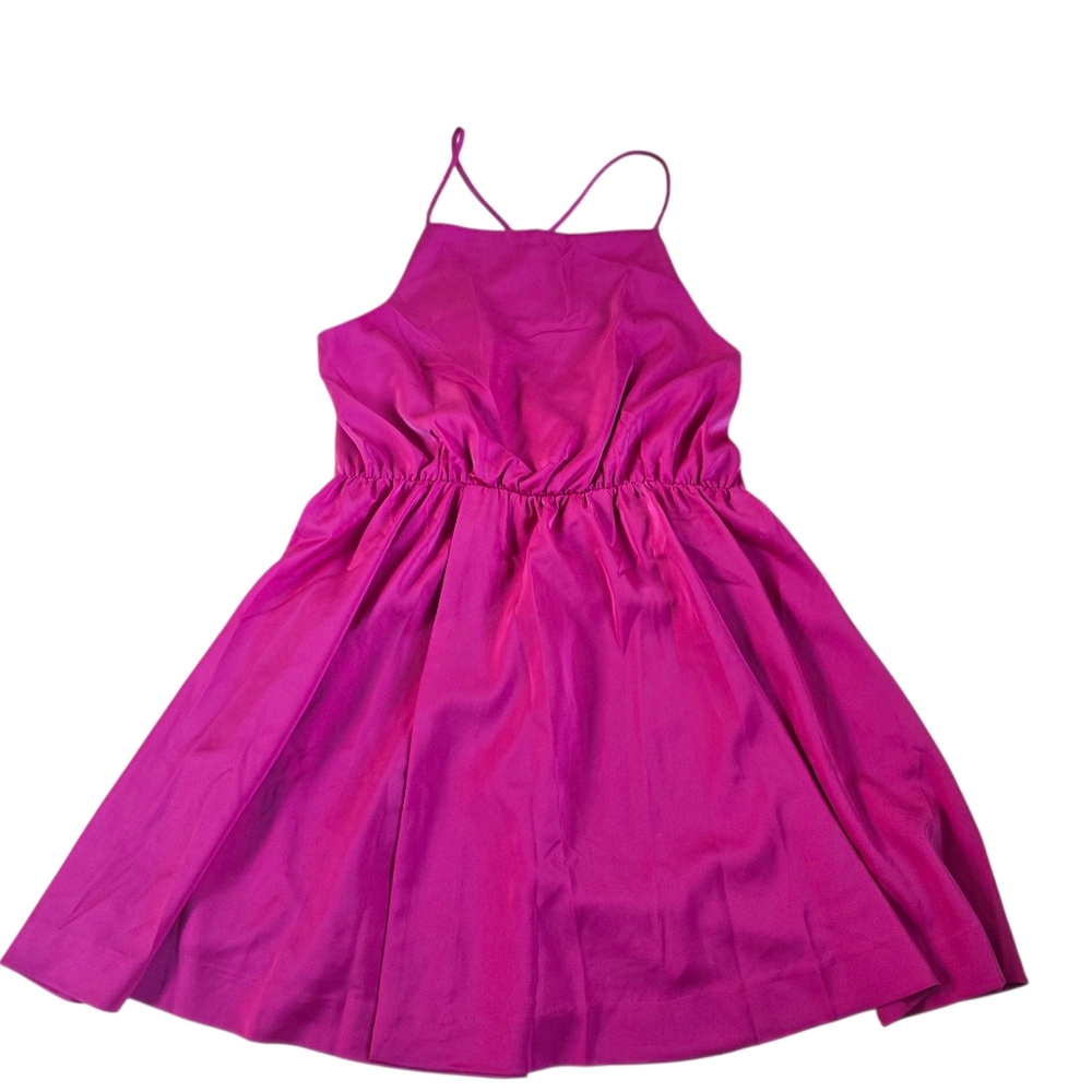 NBD Hot Pink Flare Mini Dress With Criss-Cross Back Size S NWT